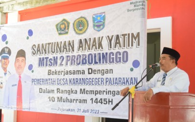 Antusias tinggi, MTsN 2 Probolinggo gandeng Pemerintah Desa Karanggeger laksanakan santunan anak yatim
