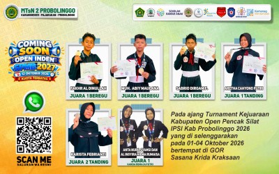 TUJUH PESILAT MUDA MTsN 2 PROBOLINGGO PANEN MEDALI DI KEJURKAB OPEN IPSI 2026