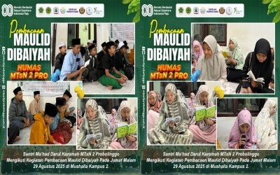 MERDU, LANTUNAN MAULID DIBA’IYAH DI MA’HAD DARUL KAROMAH (UPAYA MEMBENTUK KARAKTER RELIGIUS DAN SOSIAL PESERTA DIDIK MTsN 2 PROBOLINGGO)