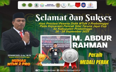 Siswa MTsN 2 Probolinggo, M. Abdur Rahman Sabet Medali Perak di Kejuaraan Pencak Silat Taruna Jaya Cup 2025