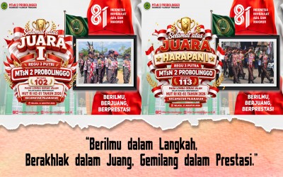 Regu 3 Putri Sabet Juara I, Regu 3 Putra Raih Juara Harapan I pada Lomba Gerak Jalan PHBN HUT Ke-81 RI Kecamatan Pajarakan