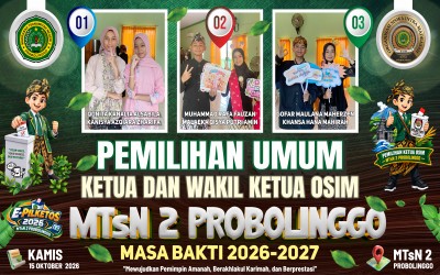 E-PILKETOS MTsN 2 PROBOLINGGO: TIGA PASLON BERTARUNG GAGASAN, SISWA TENTUKAN PILIHAN